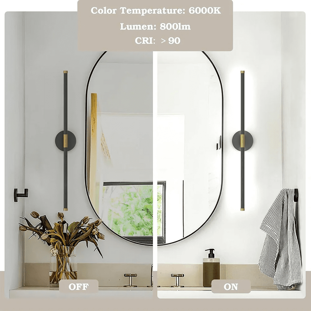 32 Inch 360° Rotatable LED Vanity Lights for Bathroom Over Mirror 6000K Modern Wall Sconces Picture Lights for Paintings Black Gold Bathroom Light Fixtures