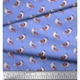 thumbnail image 3 of Soimoi Blue Georgette Viscose Fabric Geometric Scale & American Robin Bird Printed Fabric 1 Yard 42 Inch Wide, 3 of 3