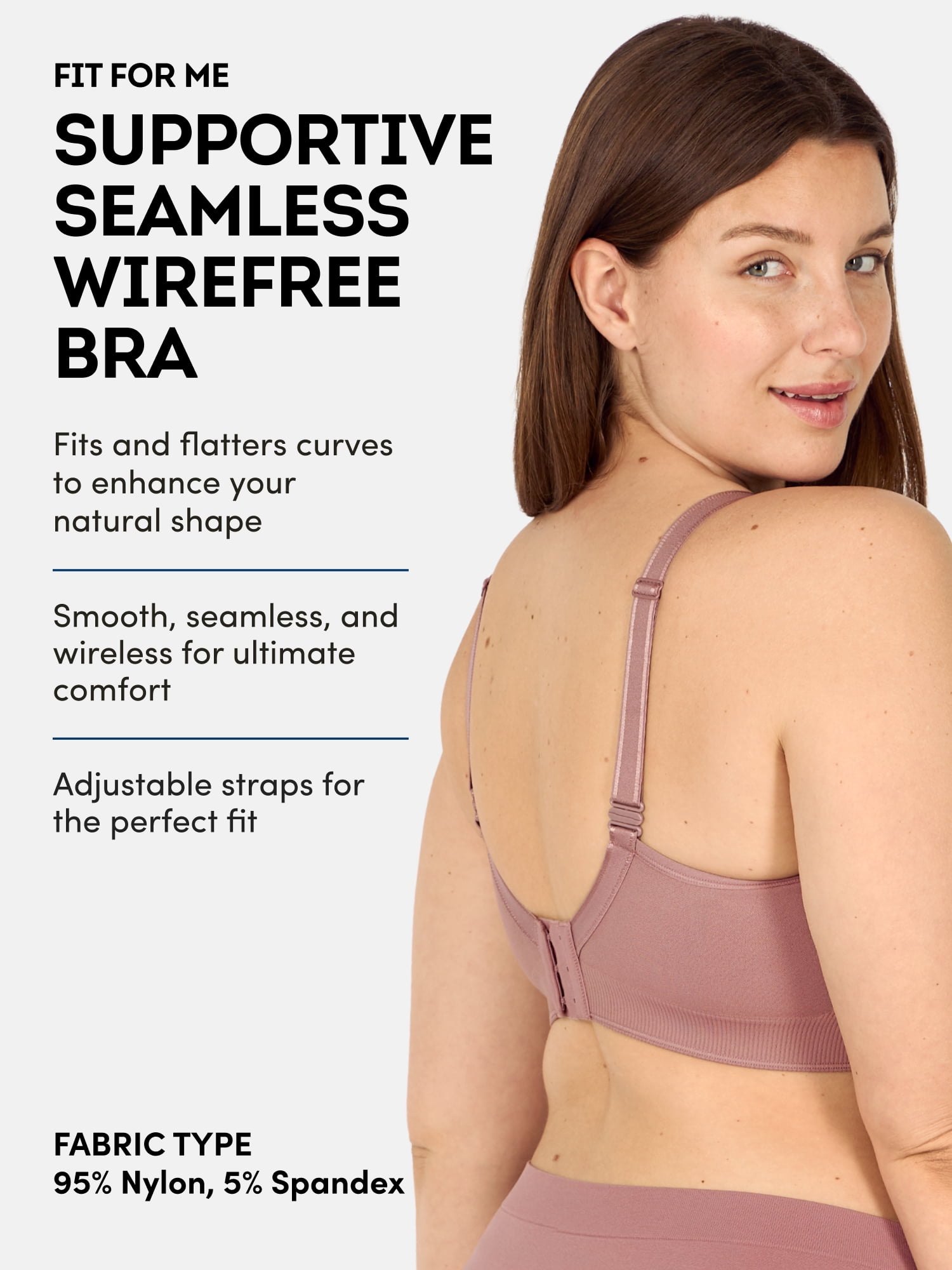 Fit for Me by Fruit of the Loom Women's Supportive Seamless Wirefree Bra, Style FT979, Sizes L to 4XL