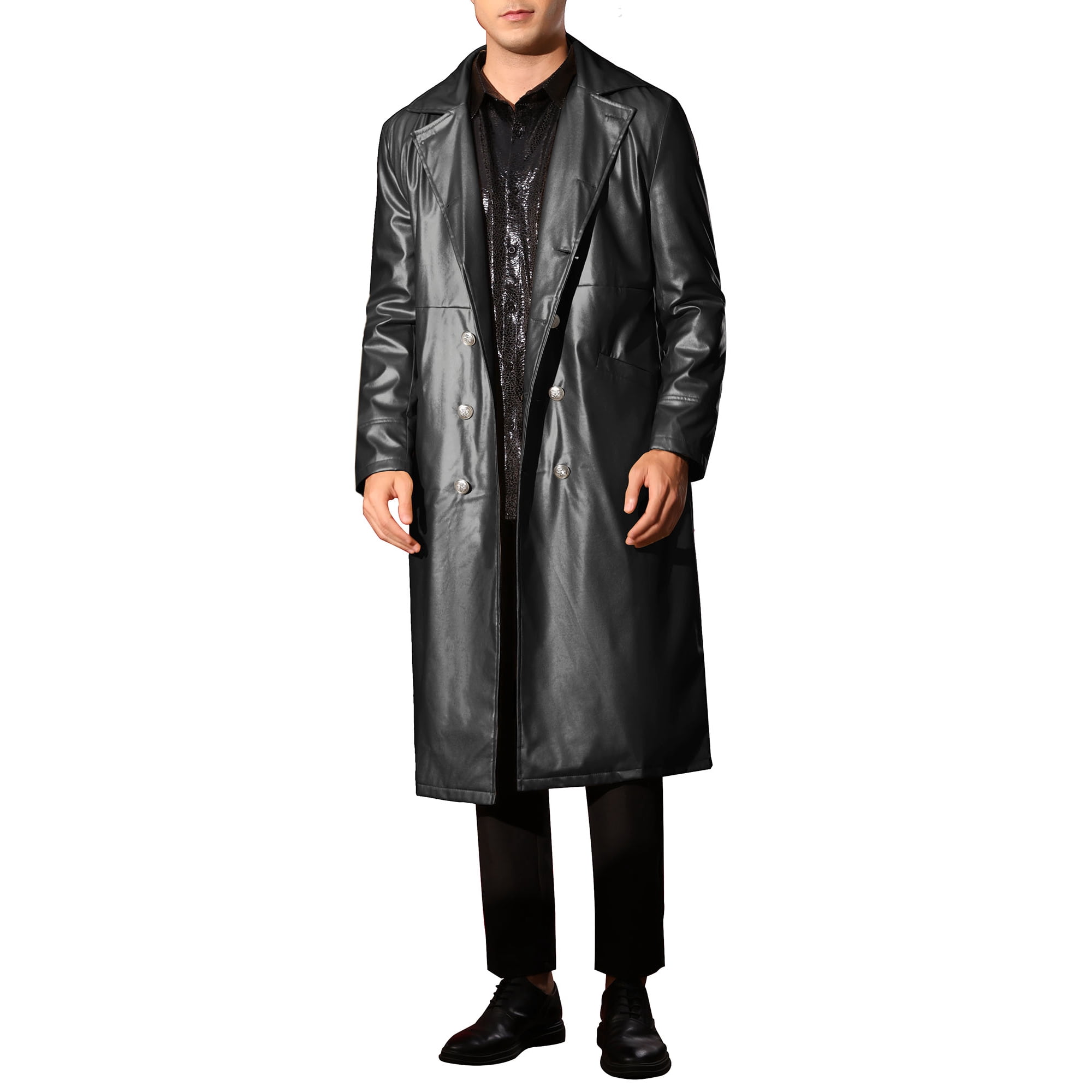 INSPIRE CHIC Faux Leather Jacket for Men's Classic Fit Full Length