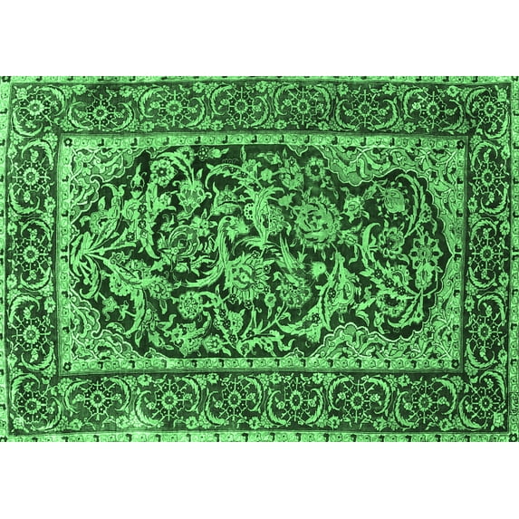 Ahgly Company Indoor Rectangle Persian Emerald Green Traditional Area Rugs, 4' x 6'