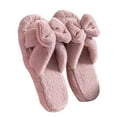 thumbnail image 1 of Naturalour Ladies Furry Slippers Womens Fluffy Sliders Open Toe Faux Fur Bow Soft Plush Shoes, 1 of 5