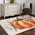 thumbnail image 3 of Thanksgiving Area Rugs 4'x6', Washable Small Throw Rugs for Office Bathroom, Fall Orange Pumpkin Eucalyptus Leaves Indoor Outdoor Rug Non-Slip Low Pile Carpet Runner Reversible Floor Mats, 3 of 8