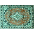 thumbnail image 1 of Ahgly Company Machine Washable Indoor Rectangle Medallion Turquoise Blue Traditional Area Rugs, 2' x 4', 1 of 4