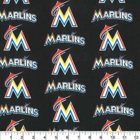 MLB Miami Marlins 58 100% Cotton Sports Logo Craft Fabric By the Yard Multi-color
