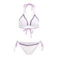 thumbnail image 5 of Women's Bikini Sets Floral Print Whip Stitch 2 Piece Swimsuits High Waisted Scoop Bathing Suits Gibobby(L,Purple), 5 of 9