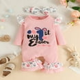 thumbnail image 2 of Infant Baby Girl Easter Clothes My 1st Easter Long Sleeves Ruffle  Neck Ruffle Romper Bow Headband, 2 of 9