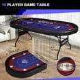 thumbnail image 3 of RayChee 86in Folding Poker Table 10 Player Navy Blue Felt Surface Casino-Style Armrests Cup Holders Sturdy Plywood Table Entertainment Life Deluxe, 3 of 9