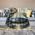thumbnail image 2 of SHERONV Nautical Crab Throw Blanket Sea Creature Blankets for Beach House Decor, Blue Crab with Vintage Map Flannel Throw,Nautical Gifts for Beach Lovers Women 50x60in, 2 of 6