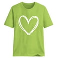 thumbnail image 6 of QUINDOS Girls T Shirts Summer Short Sleeve Green Plus Size Women Tops Heart Print Crew Neck Vacation Tops, 6 of 6