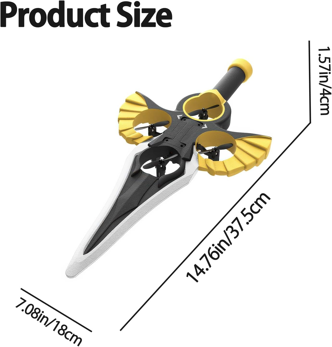 Flying Sword RC Glider with Gesture & Remote Control, 3-Speed Stunt Plane, Lightweight Easy to Fly RC Glider, Dual Control (Black‑Gold with Handle‑Type Remote)
