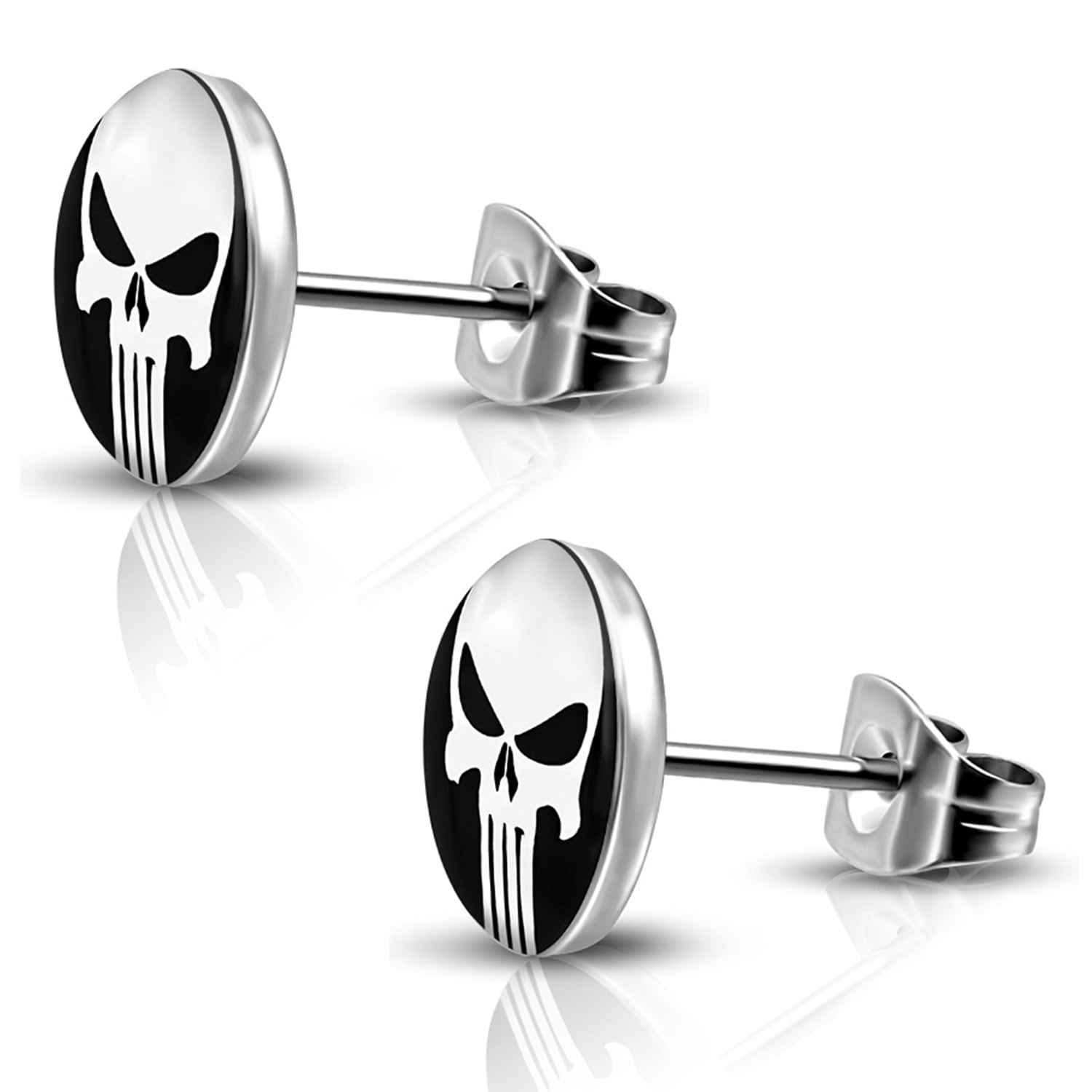 Details about   NEW Stainless Steel Jewelry Punisher Logo Black Pendent w Round Box Necklace 14T 