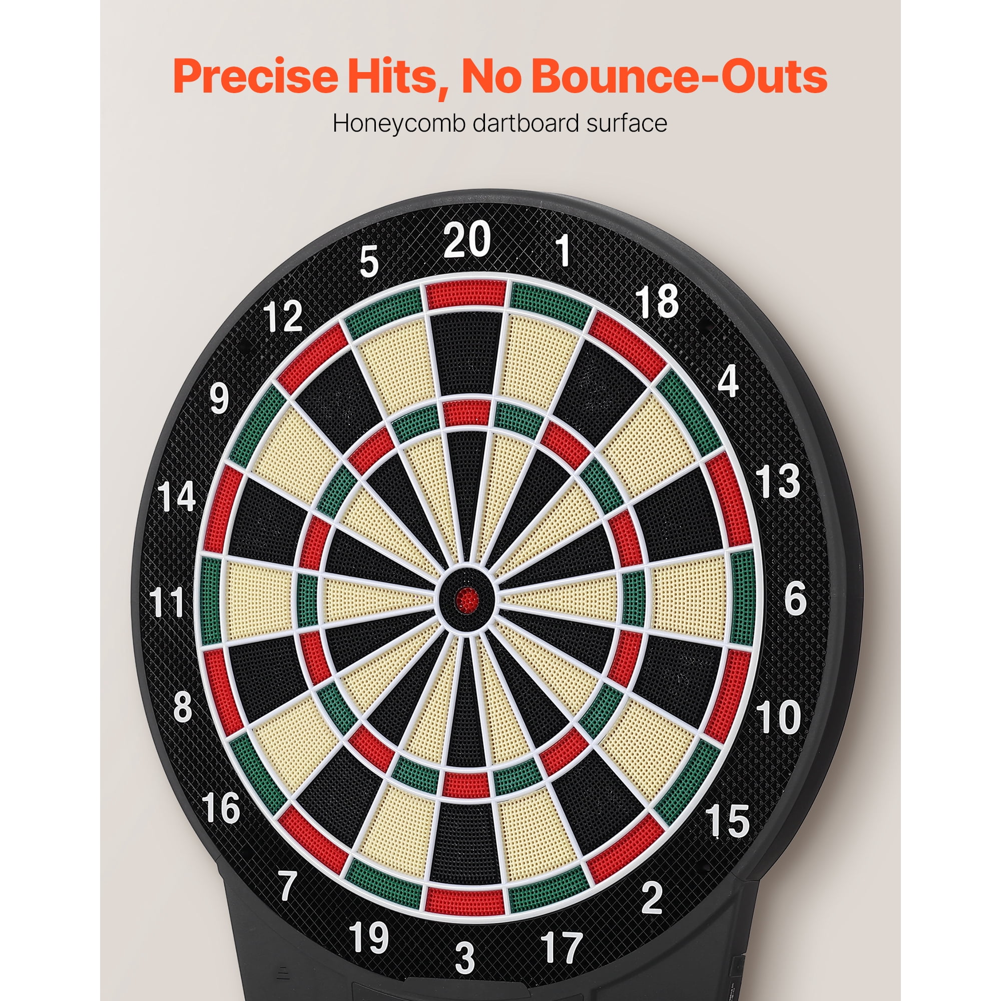 KFFKFF Electronic Dart Board with 15.5" Target Area, Featuring 43 Games and Over 320 Variations for Up to 8 Players, Includes 6 Dart Shafts, Flights, and 50 Soft Tips