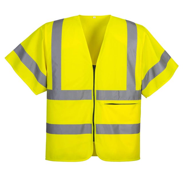 Portwest - Chaleco de Alta Visibilidad Banda y Tirantes de Manga Corta para Hombre (Amarillo)