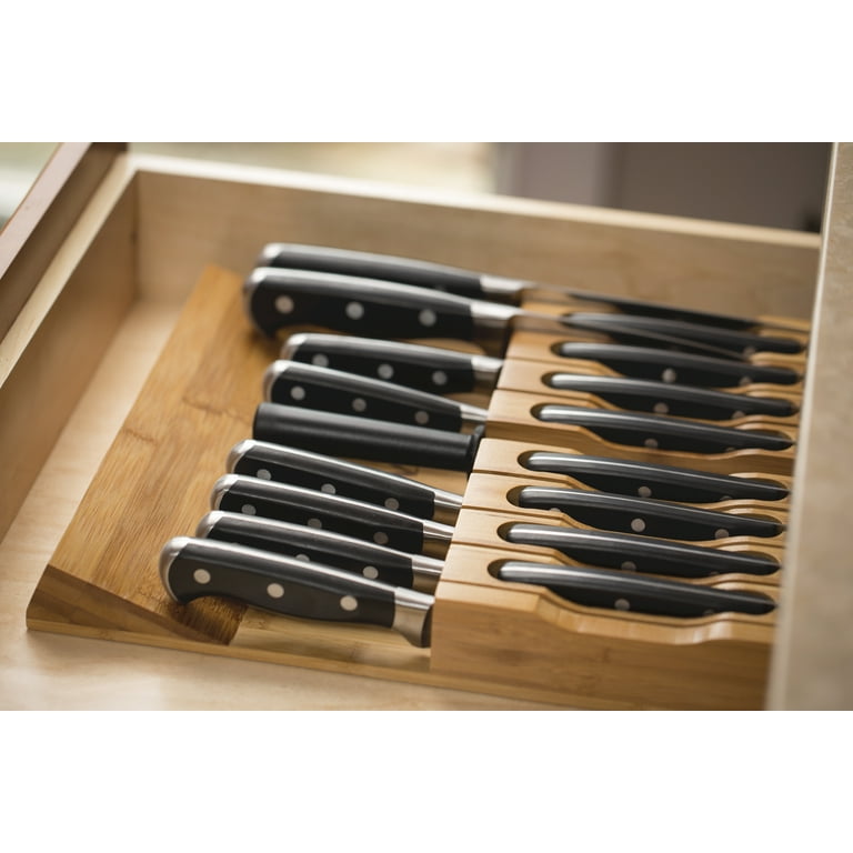 in-Drawer Bamboo Knife Block Holds 12 Knives Knife Sharpener