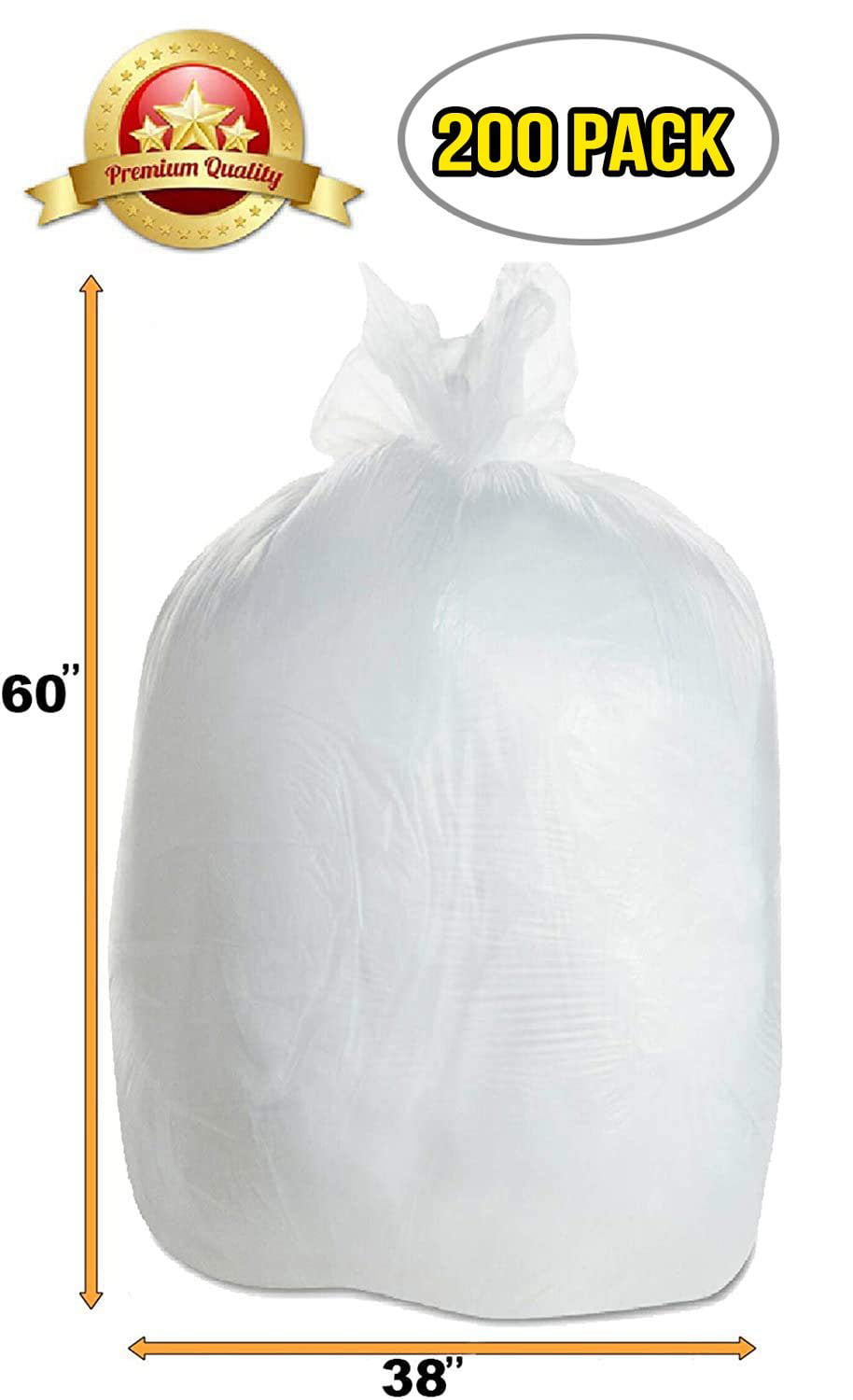 55-60 Gallon Clear Trash Bags 38x60 22 Micron 150 Bags-2734