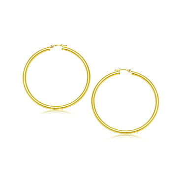 14k Yellow Gold Hoop Earrings - 25 mm x 1 mm , (1-16