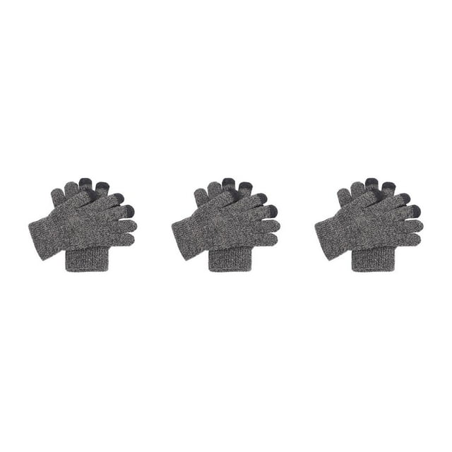 Wweixi Winter Knitted Gloves Phone Touch Hiking Camping Hands Warm Keeping Accessory medium grey 3PCS