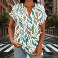 thumbnail image 4 of Fashion Shirts for Womens Summer Plus Size Casual Printed V-Neck Loose Short Sleeve Raglan Sleeve Button Top, 4 of 6