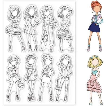 Fashion Woman Clear Stamp Skirt Silicone Clear Stamp Lovely Womans Rubber Stamp for Scrapbook Journal Card Making colorful