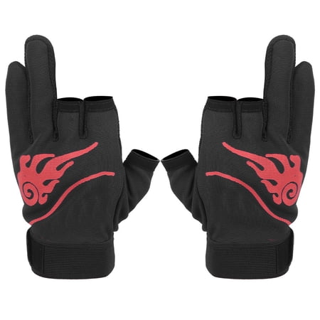 BIMZUC 1 Pair Non-Slip Fishing Gloves 3 Cut Fingers Sports Gloves for Outdoor Angling Equipment (Black) Breathable Granular Rubber Adjustable Elastic Velcro 9.84 inches / 25 cm