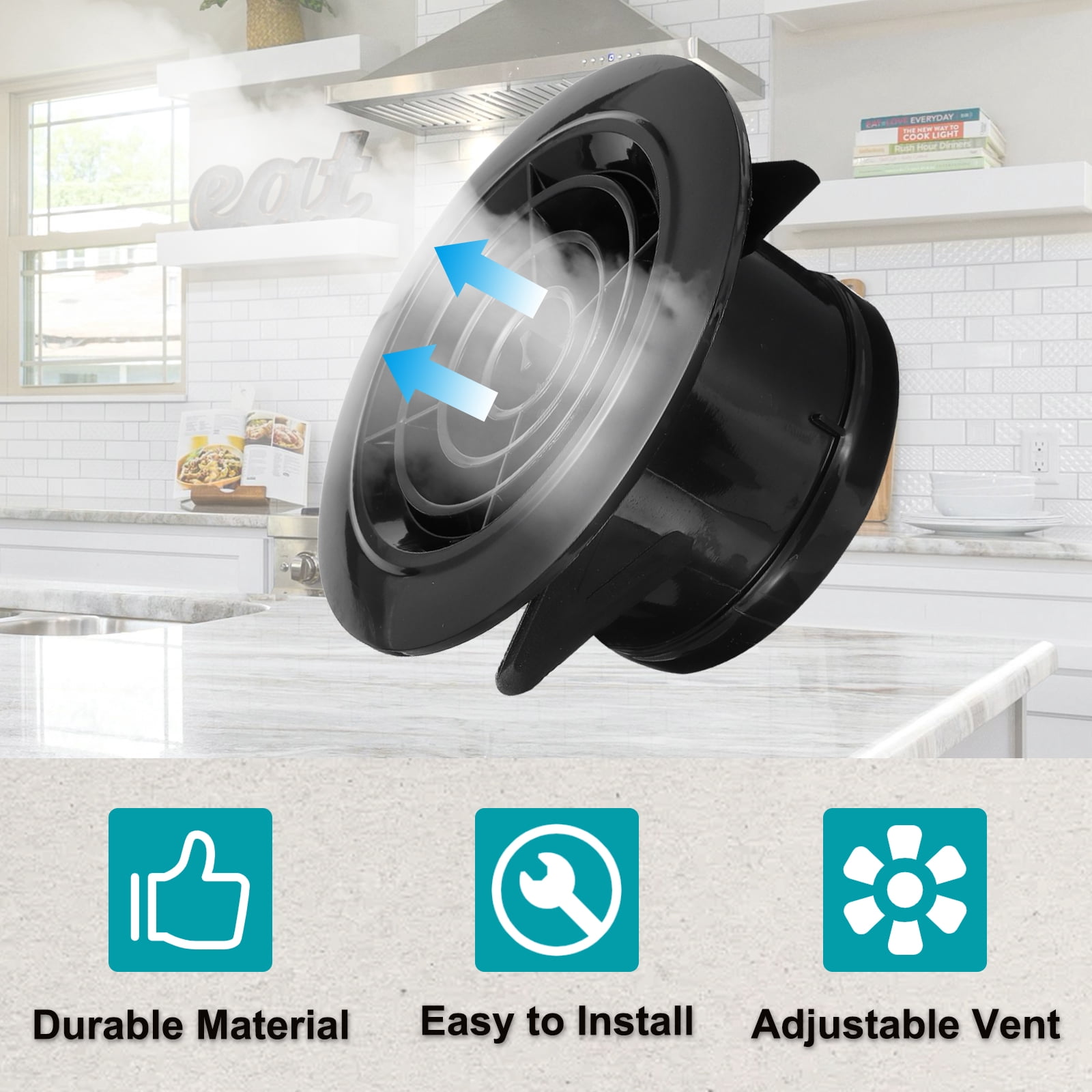 Uxcell Round Air Vent Cover, Soffit Vent ABS Adjustable Ceiling Vent Covers Air Vent Louver for Bathroom Kitchen 5 Inch