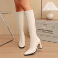 thumbnail image 2 of Taqqpue Women's Knee High Boots Square Toe Side Zip Slip On Comfortable Casual Long Boots for Women Size 5.5-10.5 Fashion Dress Shoes Fall Winter Riding Footwear Casual Walking, 2 of 10