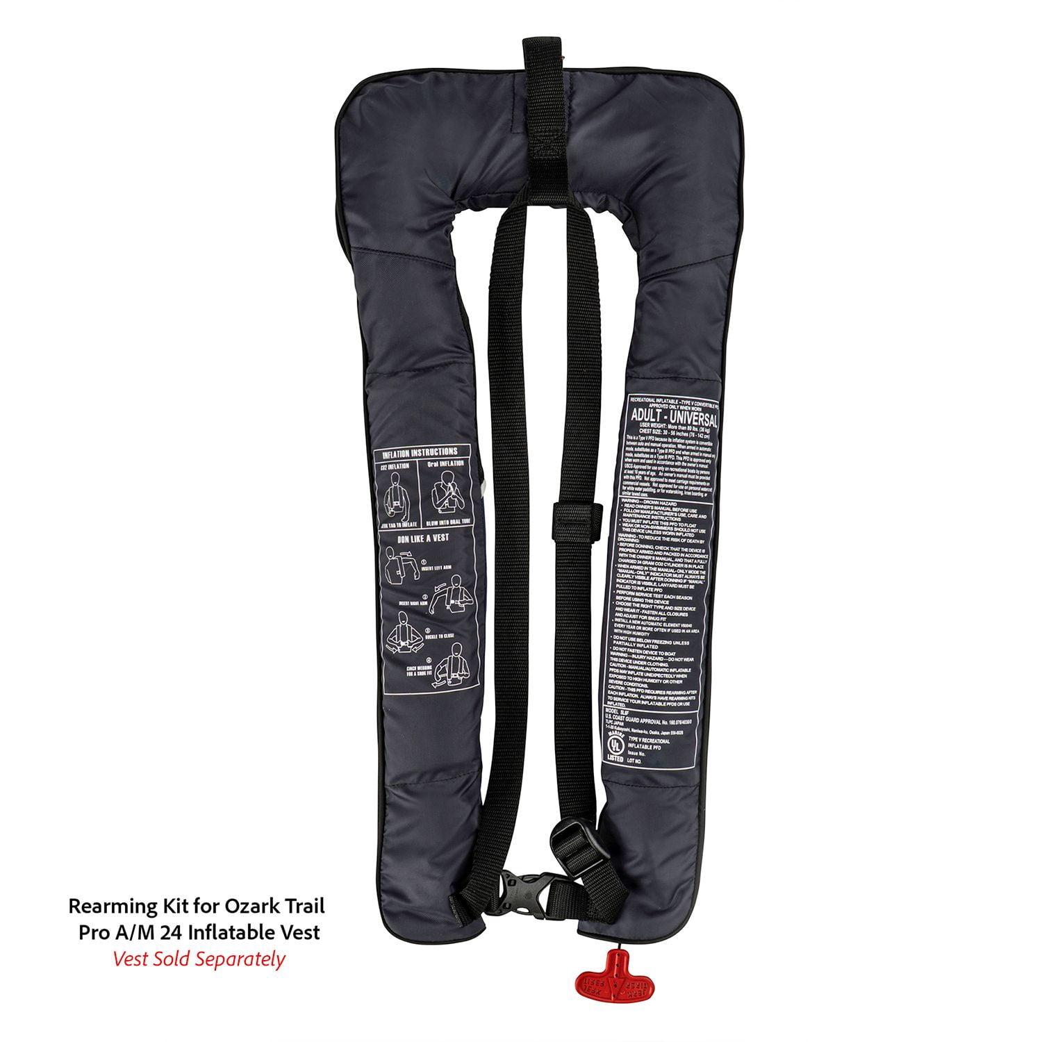 Ozark Trail Pro Inflatable Life Vest Rearming Kit with CO2 Cylinder for Unisex Vests