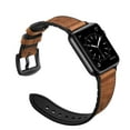 thumbnail image 3 of Compatible with Apple Watch Band 45mm 44mm 42mm, Sweatproof Genuine Leather and Rubber Hybrid Band Strap Compatible with iWatch Series 7 6 5 4 3 2 1 SE, 3 of 7