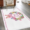 thumbnail image 2 of Happy Easter Area Rugs 4'x6', Washable Small Throw Rugs for Office Bathroom, Rabbits Bows Spring Tulips Eggs Pastoral Indoor Outdoor Rug Non-Slip Low Pile Carpet Runner Reversible Floor Mats, 2 of 8