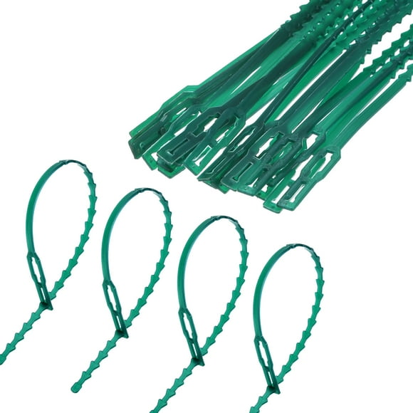 Uxcell 20-Pack Bridas Ajustables para Plantas de 9 Pulgadas de Plástico para Jardín para Interior/Exterior Verde Oscuro
