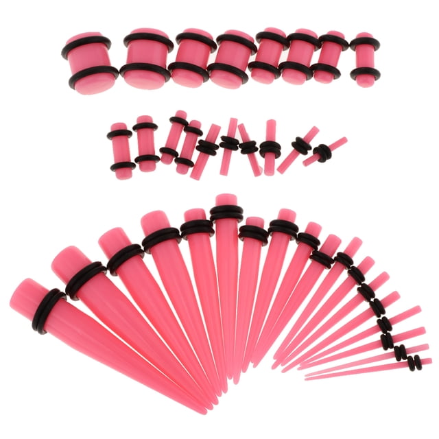 36pcs Ear GAUGES EQUIPO DE ESTRUCTURA KIT DE ESTRUCTURA TPLADA DE ACRíLICO 14G-00G Expansor Pink Sunnimix Kit de estiramiento de medidores de oído