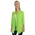 thumbnail image 2 of Simply Ravishing Women's Basic Assymetrical 3/4 Sleeve Open Drape Cardigan, Large, Lime, 2 of 5