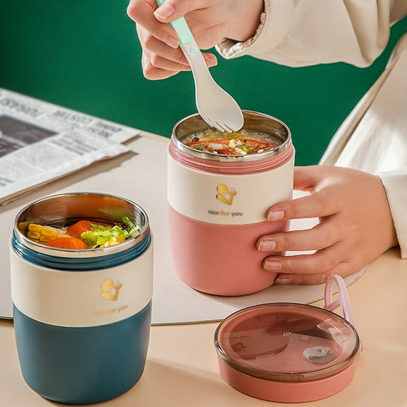 Stainless Steel Insulated Soup Cup with Lid, 40oz Sealed Food Container with Spoon & Handle, Leakproof & Heat Retention for Hot Meals, Perfect for Office Lunch, Commuting, and Travel Use