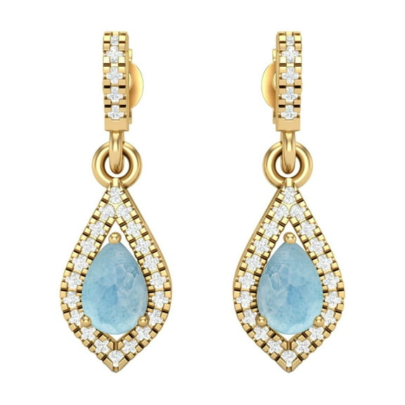 6x4mm Pear Larimar 925 Sterling Silver Gold Vermeil Chandelier Teardrop Valentines Day Gifts Earrings