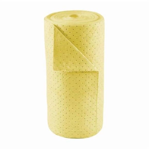 Sorbent Roll, 34 gal, 30 in x 150 ft, Harsh Chemicals, Yellow, Polypropylene