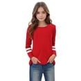 thumbnail image 4 of Fesfesfes Striped Casual Shirts for Kids Boys Girls Cute Print T-shirt Fashion Loose Round Neck Print Long Sleeve O-Neck Tops 3-14 Years(Red,13 Years), 4 of 6