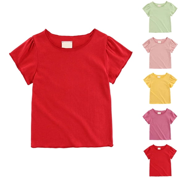 Shirts for Toddler Girl Short Sleeve Crew Neck Tshirts Soft Casual Little Girl Clothes 2-3 Years