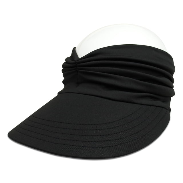 Gorra deportiva de playa anti-ultravioleta de verano 50+ con visera ancha para mujer (negro)