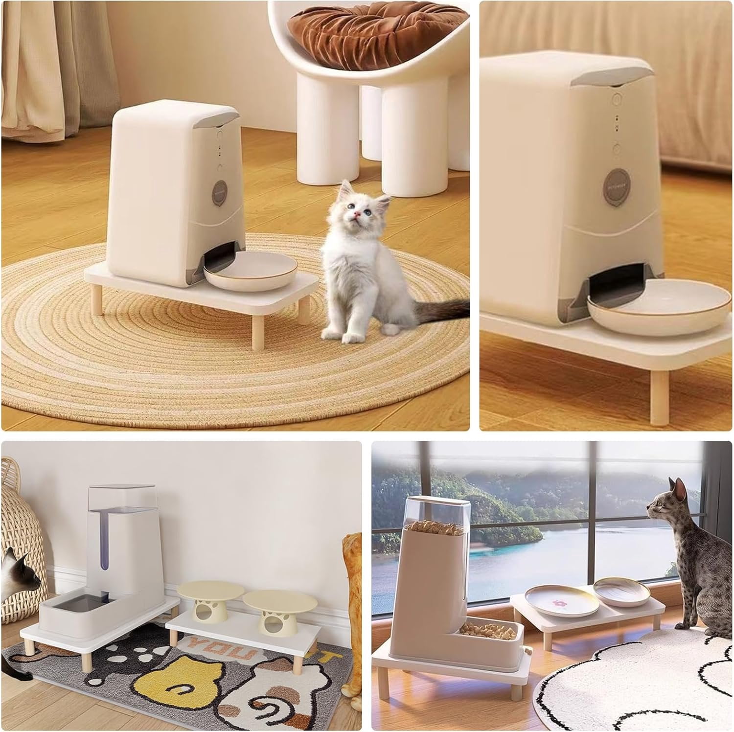 Wooden Elevated   Stand - Raised Pet Feeding Table for Cats and Dogs, Compatible with  Bowls & Automatic Feeders, Solid   Platform S(11.8 * 7.9 in