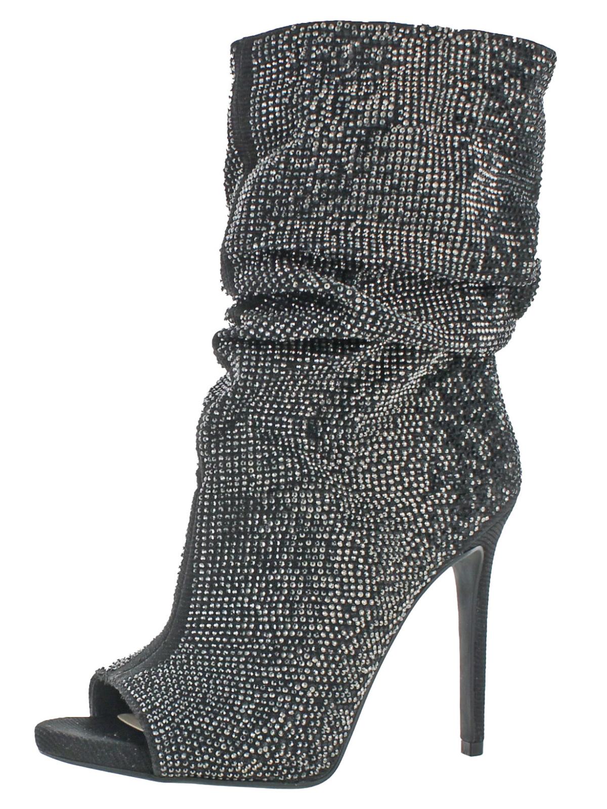 mid calf peep toe booties