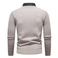 thumbnail image 4 of JTieacloth Winter Warm Sweaters Knit Sweater Coat With Built In Shirt Collar Fashionable Autumn Winter Outerwear For Gentlemen(Beige), 4 of 4