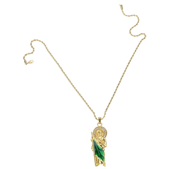 Saint. Jude Pendant Necklace Adjustable Length Neckchain Religious Charm Jewelry