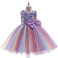 thumbnail image 2 of Odeerbi Clearance Toddler Girls Color Net Yarn Bowknot Birthday Party Flowers Gown Kids Dresses, 2 of 8