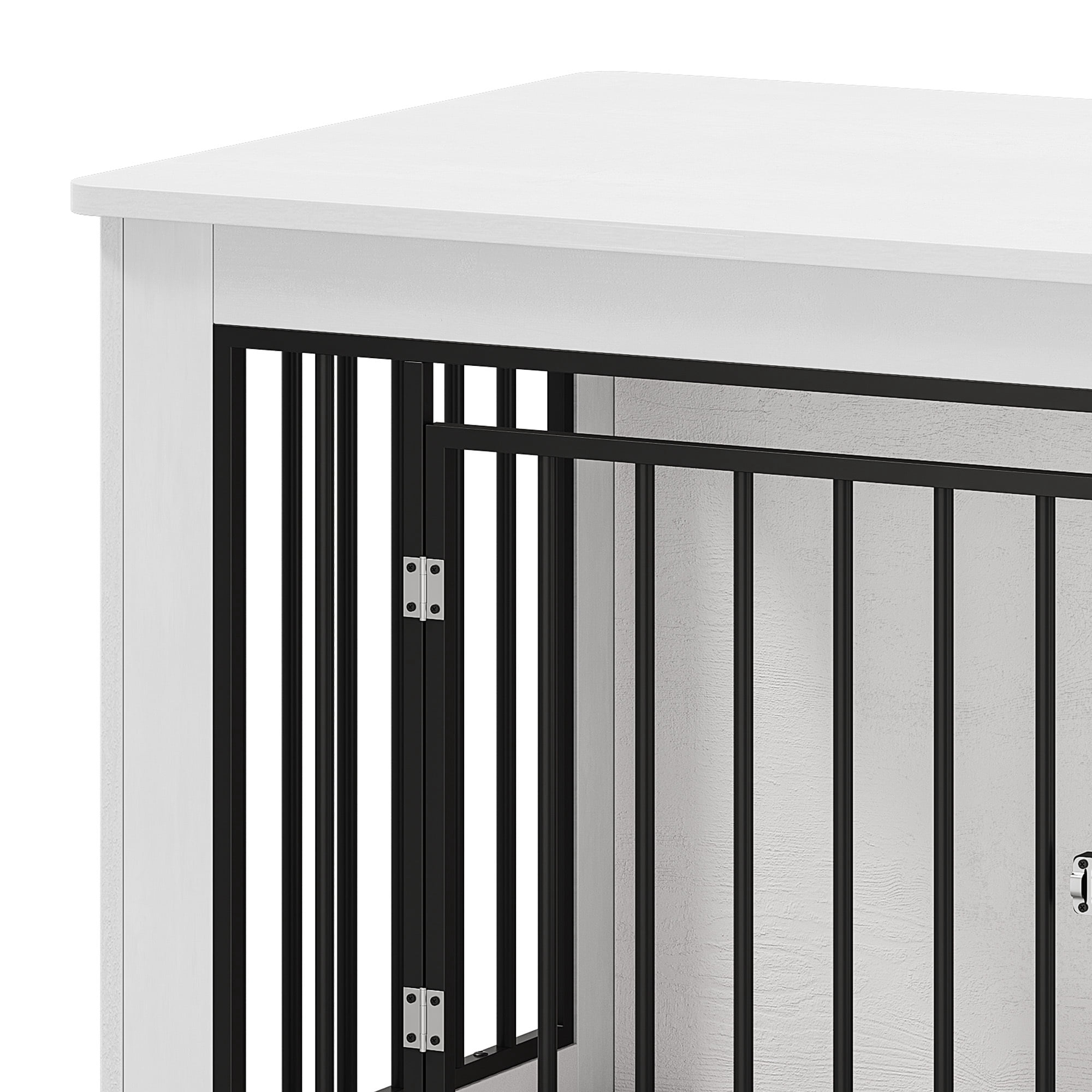 Uforic 38 Inch Wooden Dog Crate Table, Waterproof Top & Safe Round Edge, Multi-Purpose End Table Dog House for Medium Dogs, White