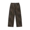 thumbnail image 1 of Tan Leopard Jeans Women Denim Pants Female Oversize Wide Leg Trousers, 1 of 5