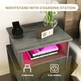 thumbnail image 2 of Holliwill Nightstand with Charging Station Set of 2, 2 Drawer Dresser for Bedroom with LED Light, Fluted Bedside Table End Table Side Table for Living Room, Gray, 2 of 9