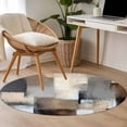 thumbnail image 5 of Grey Brown Abstract Round Area Rug 4 FT, Non Slip Indoor Outdoor Rug, Oil Painting Color Blocks Washable Soft Circular Carpet Non-Shedding Floor Mat for Coffee Table Nursery Foyer Balcony, 5 of 9