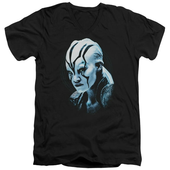 Star Trek Beyond Jaylah Burst Adult V-Neck 30/1 T-Shirt Black