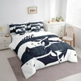 thumbnail image 3 of Manfei Ocean Ship Anchor Bedding Comforter Set 7 Pieces,Geometric Stripes Lines Full Bedding Set,White Deepblue Fitted Sheet Flat Sheet For Child,Luxury Bedroom Decor, 3 of 8